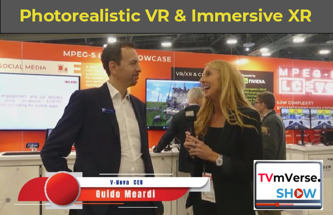 Guideo Meardi CEO of V-Nova explaining Photorealistic VR and Immersive XR at NAB 2024